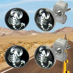 NEW (2-PACK) SCORPION STUD EARRINGS METAL JEWELRY